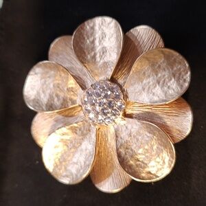 Elegant Gold and Sparkling Silver Flower Double Use Brooch/Pendant 2"